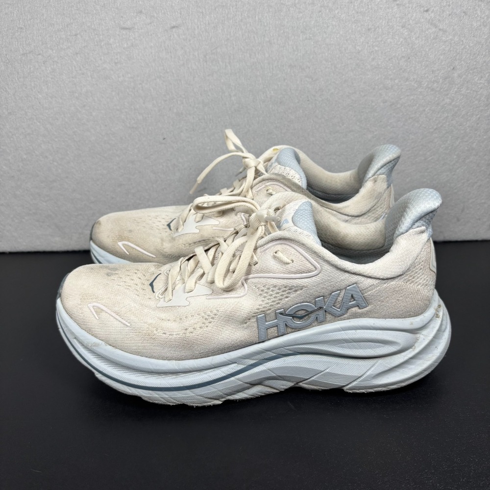 HOKA Clifton 10 Grey Blue Womens Athletic Running Shoes Size 8.5B 1162031 GRTM